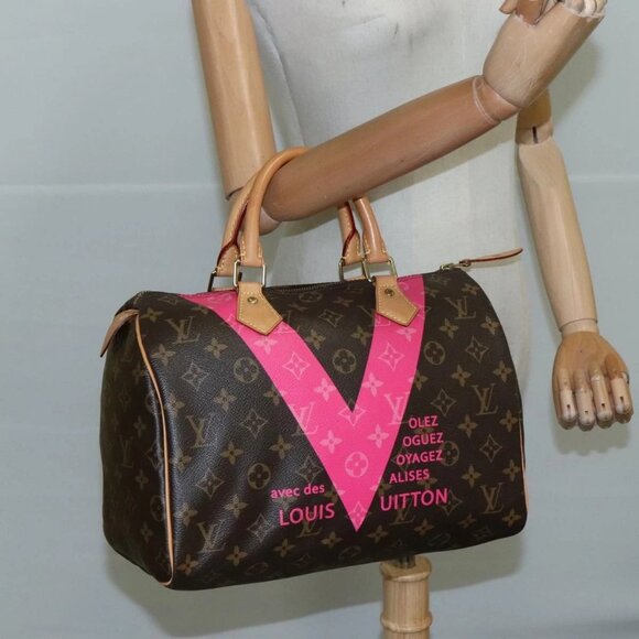 LOUIS VUITTON Monogram V Line Speedy 30 Hand Bag M41533 LV Auth 105968A - Picture 3 of 16